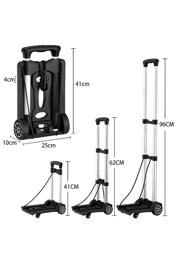 Dört Tekerlekli Katlanır Yük Paket Taşıma Arabası 25 Kg Taşıma Kapasitesi